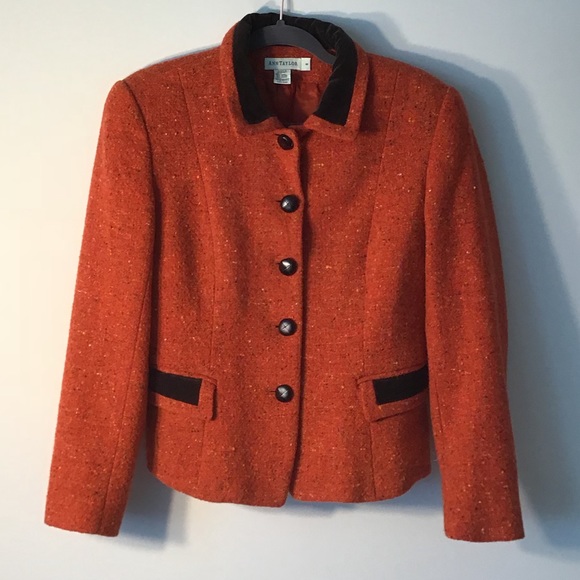 🧡 NWOT Ann Taylor Colorful Orange Blazer Size 8 - Picture 1 of 13